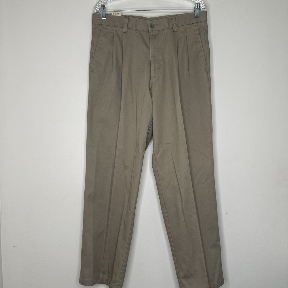 Dockers Mens 33x30 Khaki Pants Beige Pleated Work Trousers Vintage